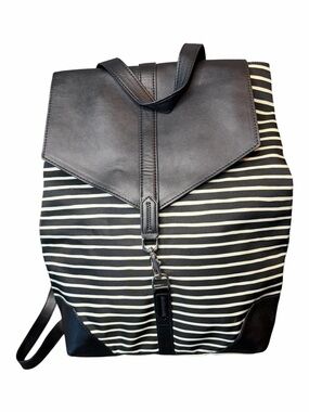 Stella & Dot Black and Cream Striped Backpack
